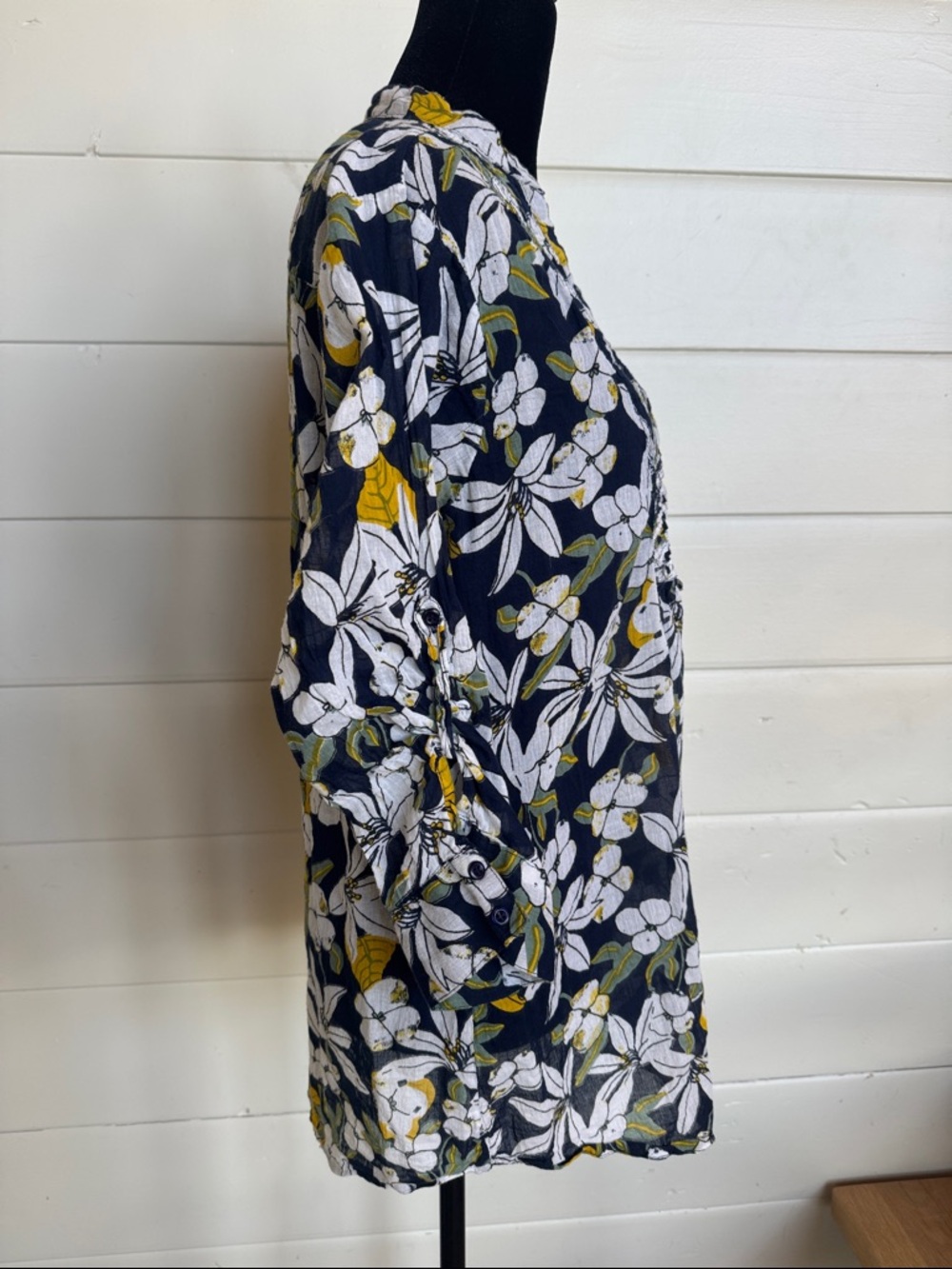 Magazine Floral Tunic Top 100% Cotton with 3/4 Sleeve Top Women’s XL - Picture 3 of 13